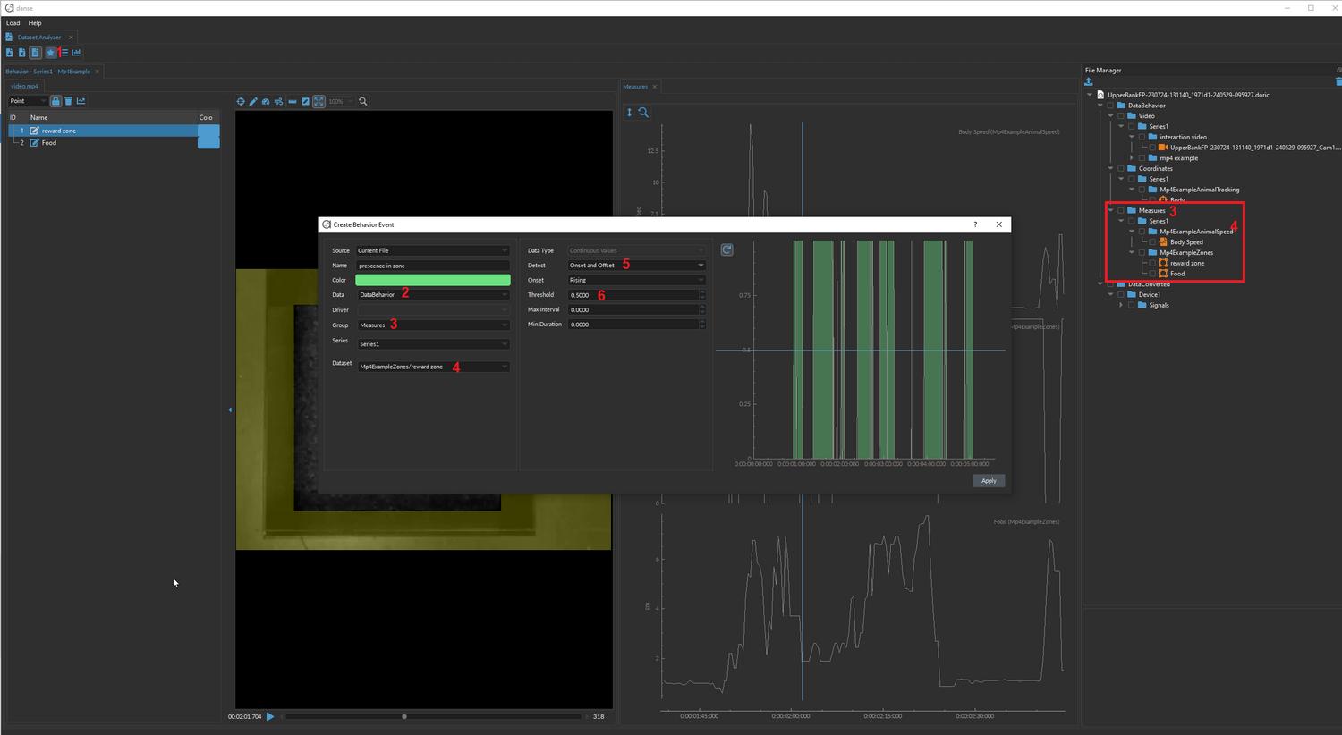 How to make Behavior Event from Animal-tracking related measures (Zones & Interactions) in danse™?